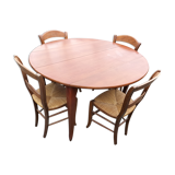 Round table in cherry tree and 4 chairs