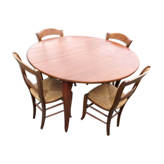 Round table in cherry tree and 4 chairs
