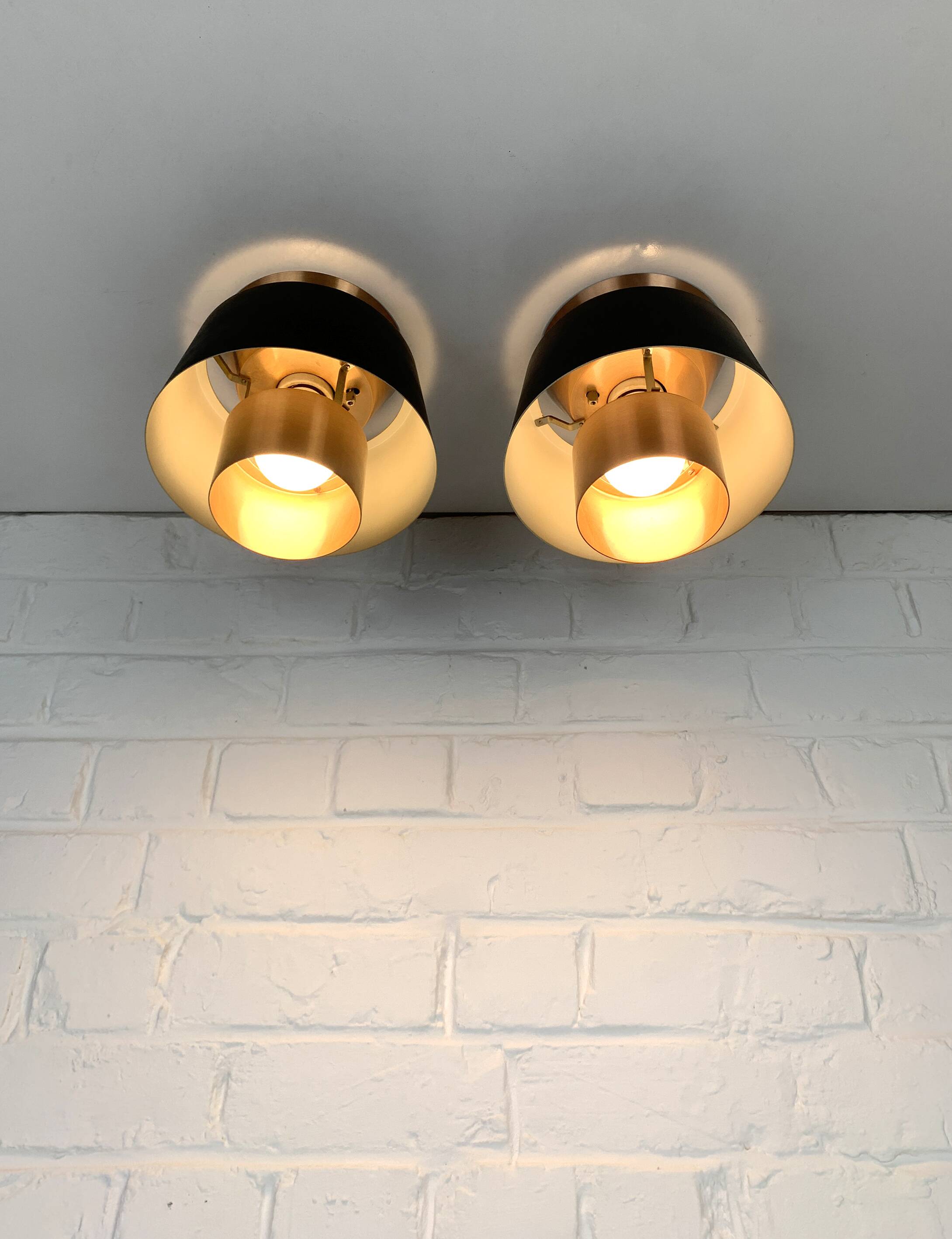 Pair of Tivoli Jørn Utzon ceiling lights for Nordisk Solar Denmark, 1950-60s