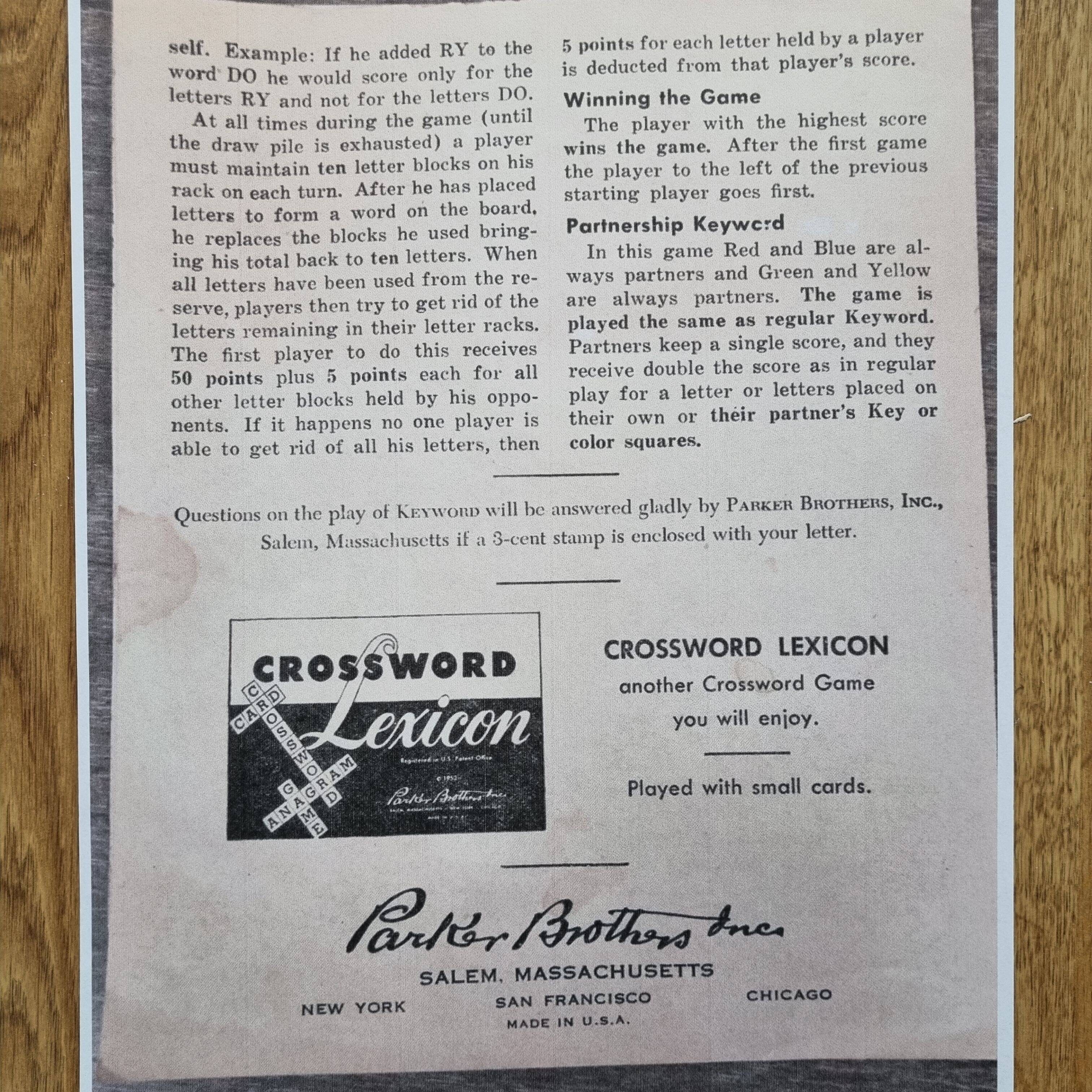 Vintage board game Keyword 1950s