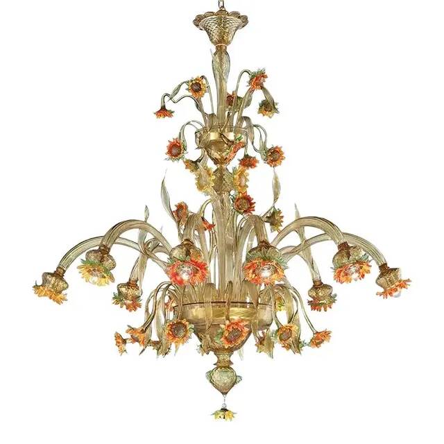 Artistic Venetian Sunflowers Murano Glass Chandelier by Simoeng