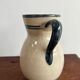 Off-white glossy ceramic decanter, hand-painted gray blue patterns H:20cm