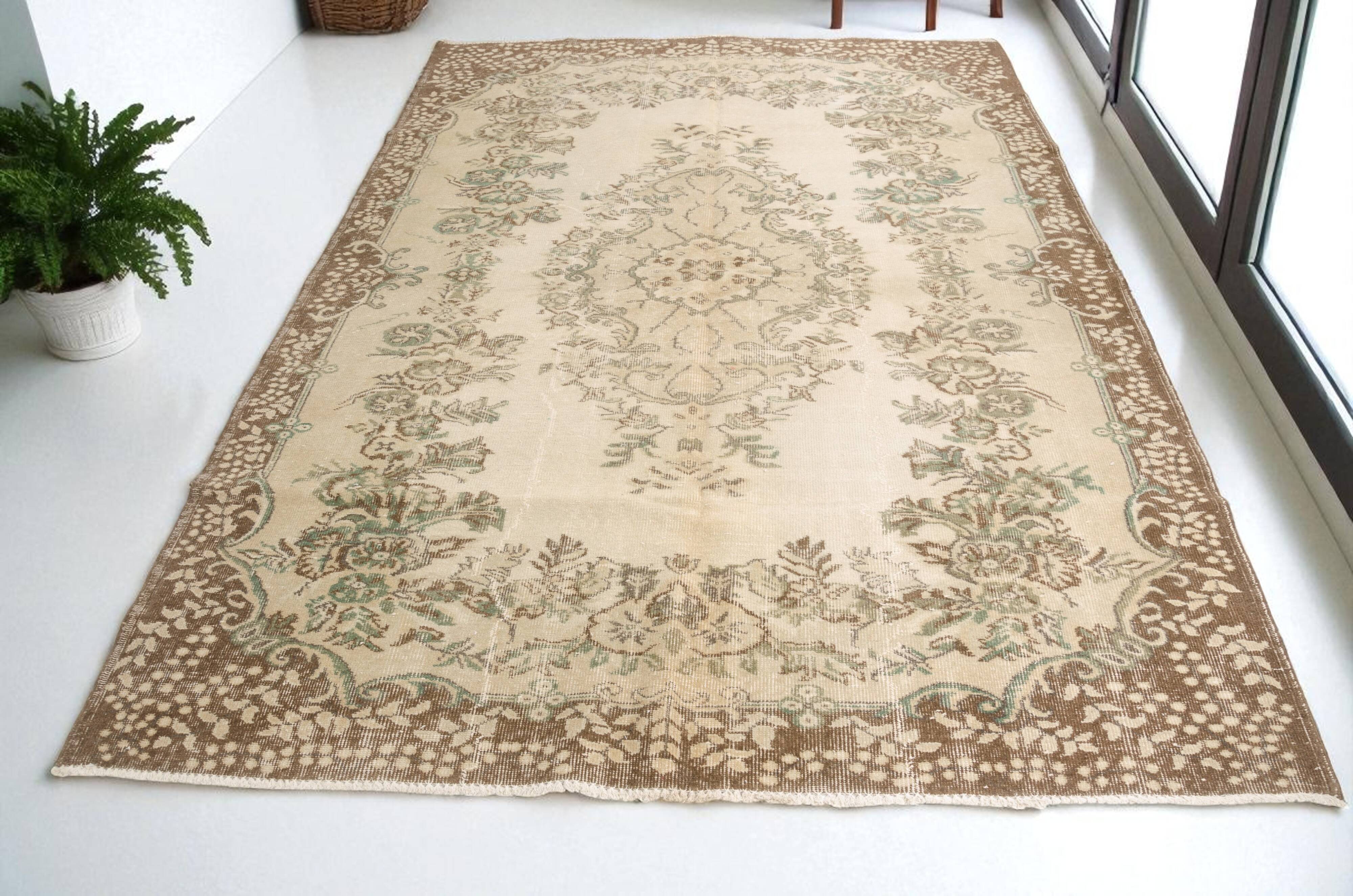 Turkish Vintage Beige Area Rug