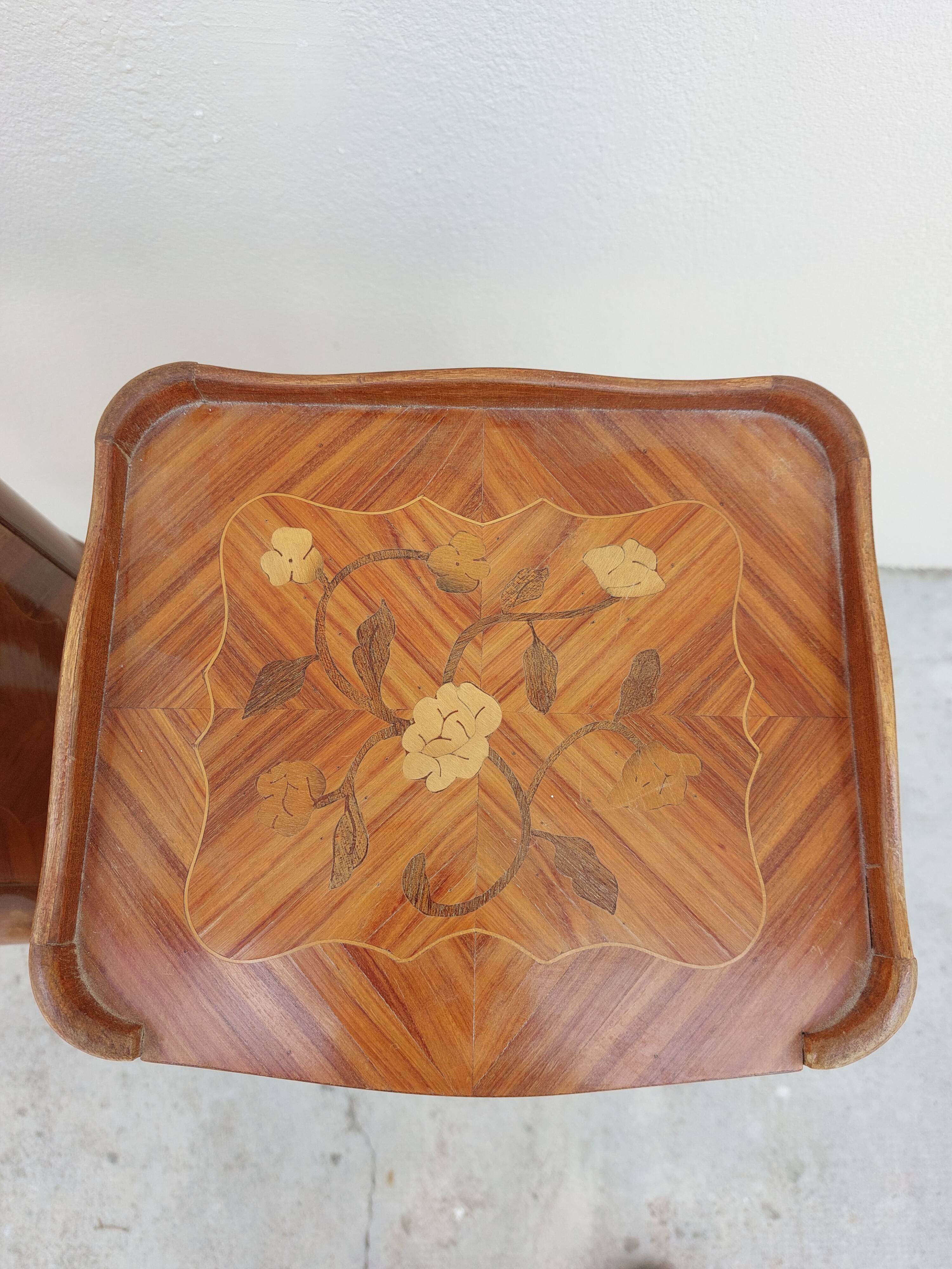 Pair of louis XV bedside tables in rosewood marquetry