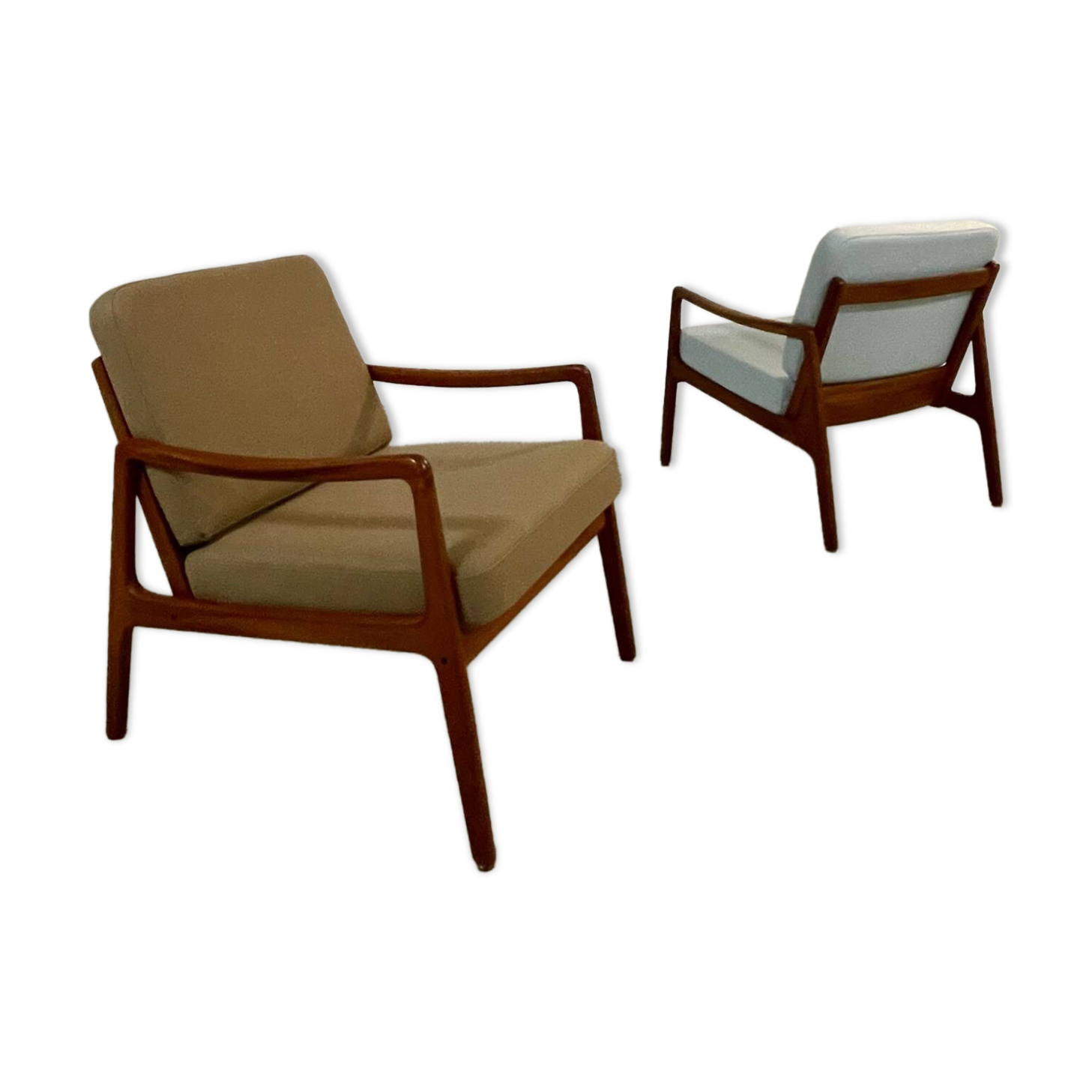 Fauteuils danois en teck par Ole Wanscher années 1960 MidCentury