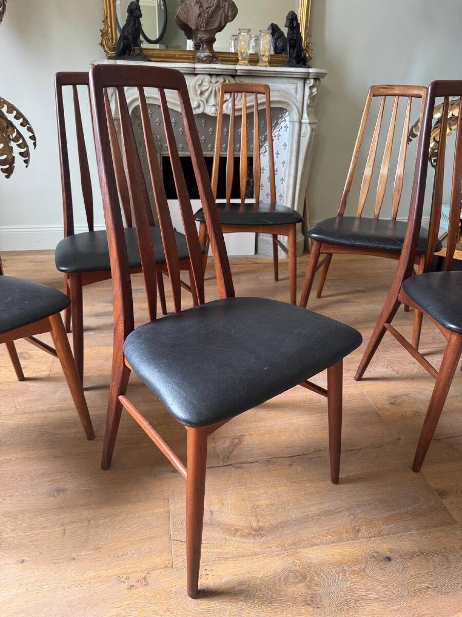 Suite de 6 chaises de salle à manger de Niels Koefoed « Eva » danois en palissandre