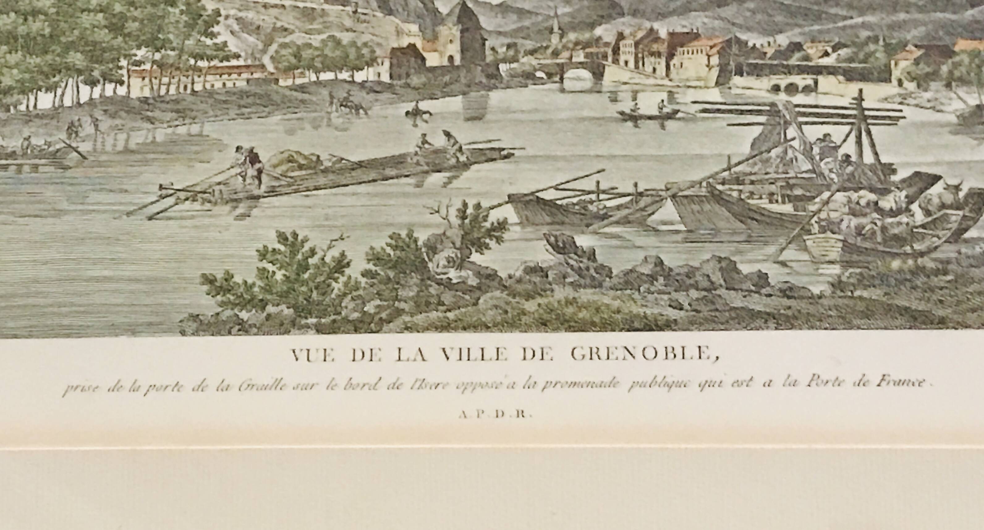 Old painting city of Grenoble APDR drawing Le May