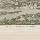 Old painting city of Grenoble APDR drawing Le May