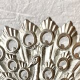 Antique Godinger silver plated metal trivet - peacock - made in Italy