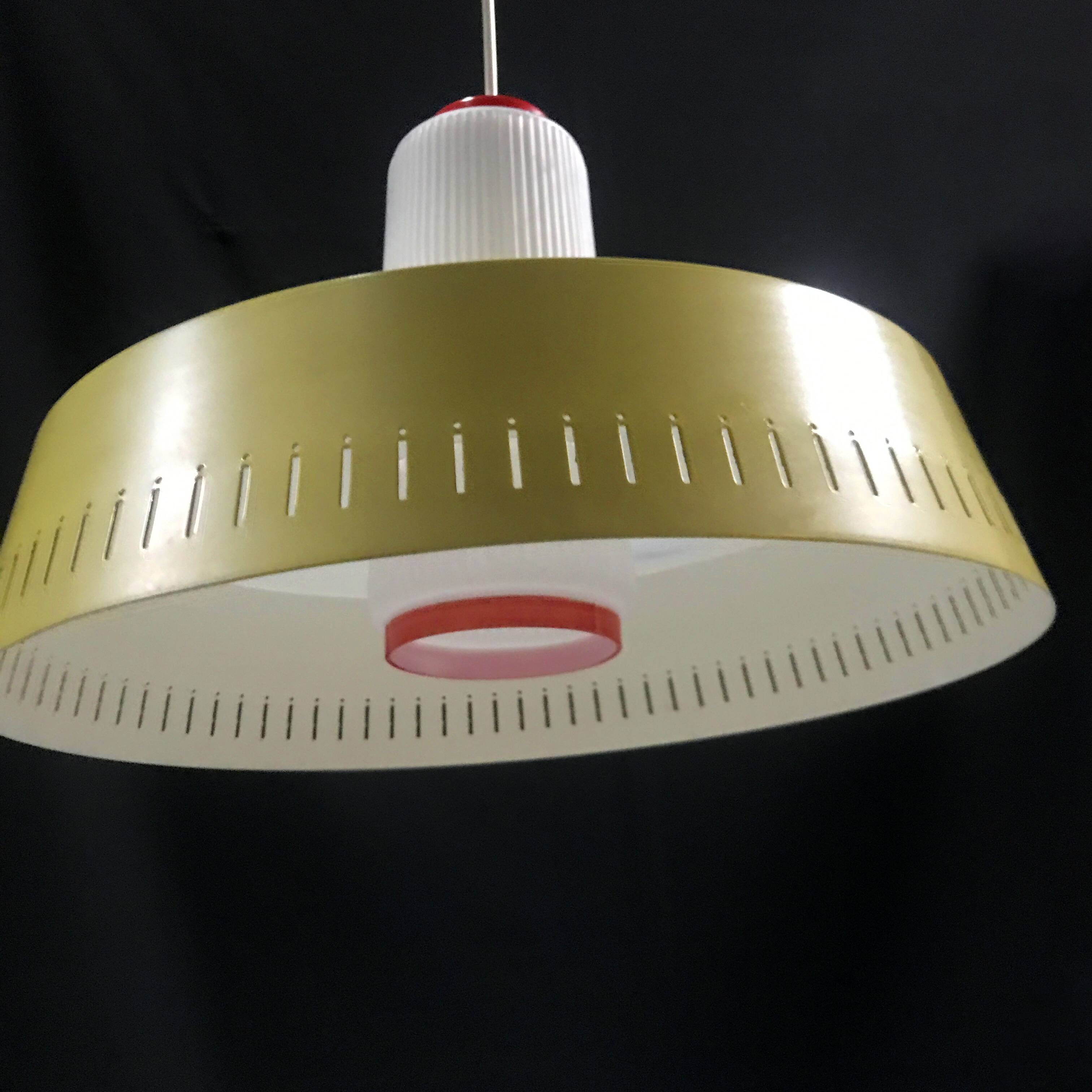 Pendant Lamp • Opaline & Perforated Metal • Jo Hammerborg • Fog & Mørup • 1960