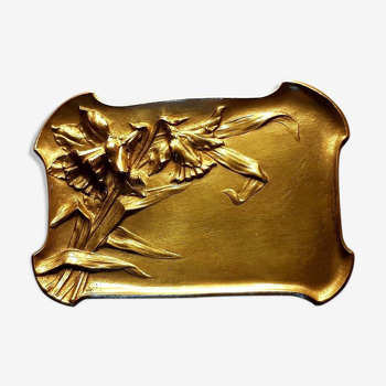 Vide poche art nouveau bronze doré antique plat imperial crown tray 19ème