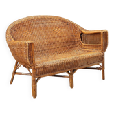 Canapé vintage en osier et bambou, design Italie, années 1950-1960