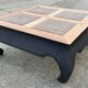 Square opium coffee table, solid teak, elephant legs