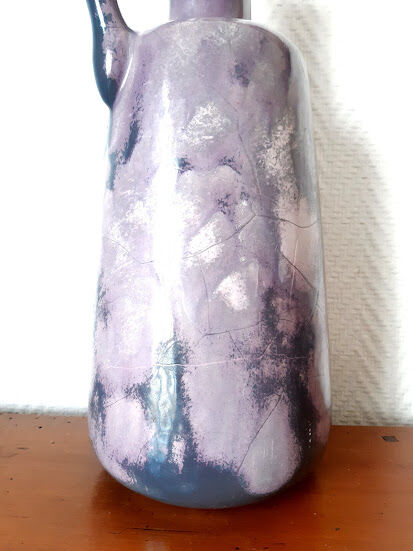 Vintage cracked ceramic bottle vase