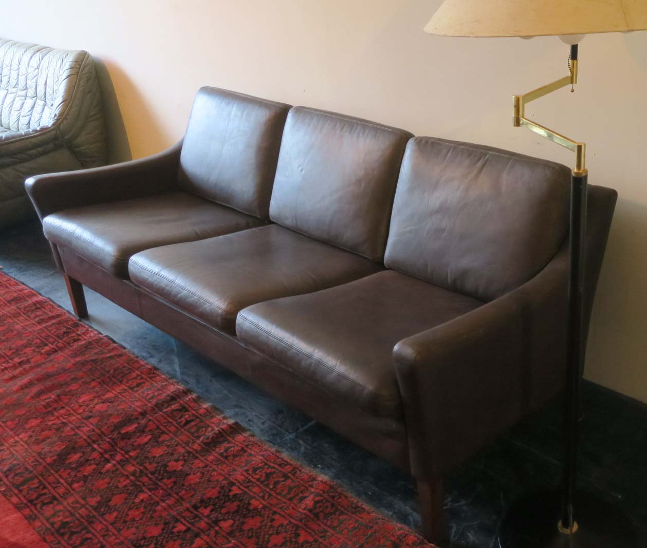 Mid-century danish 3seater sofa in dark brown leather
