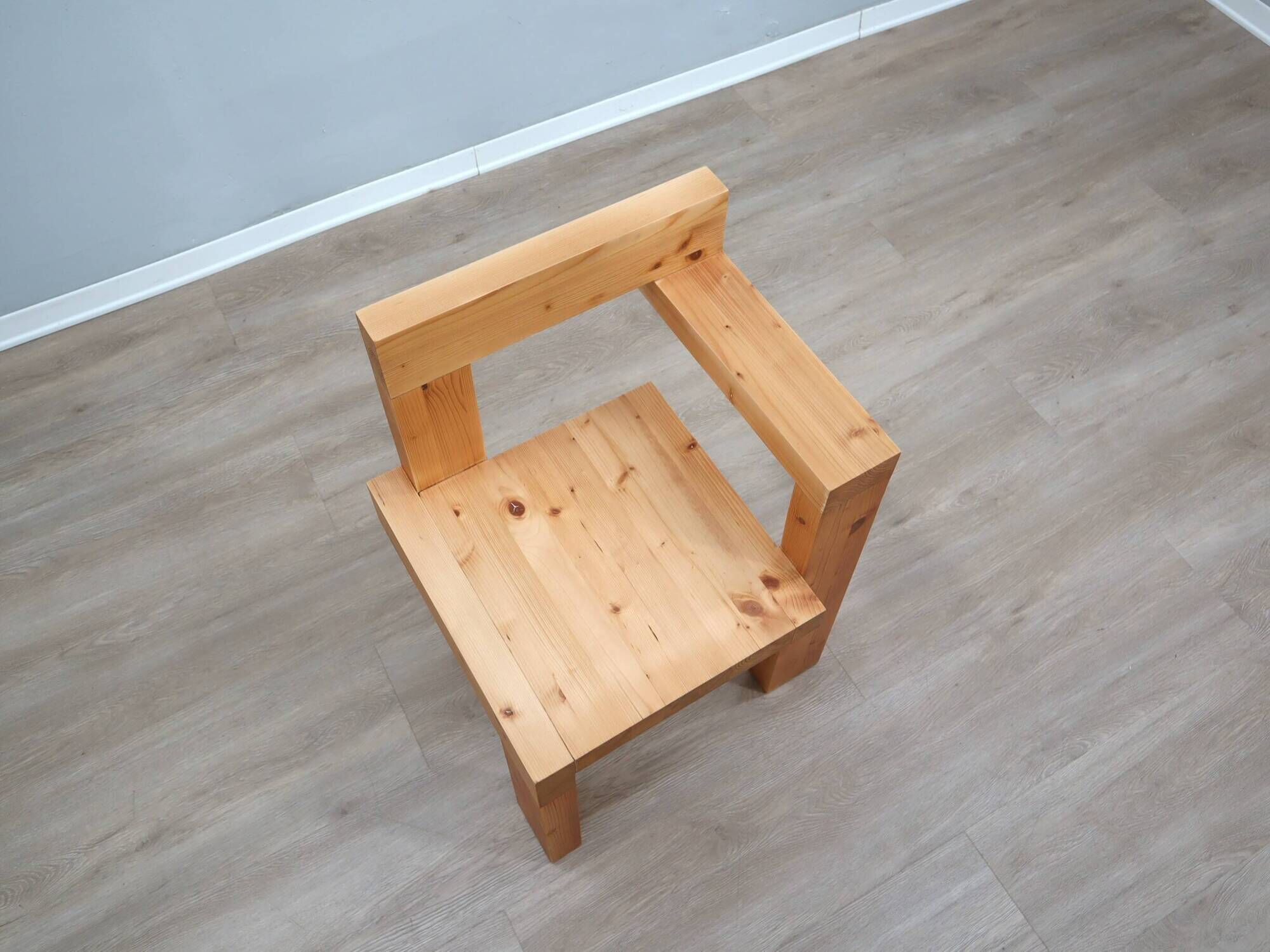 1980s Steltman Chair larch wood by Gerrit Rietveld