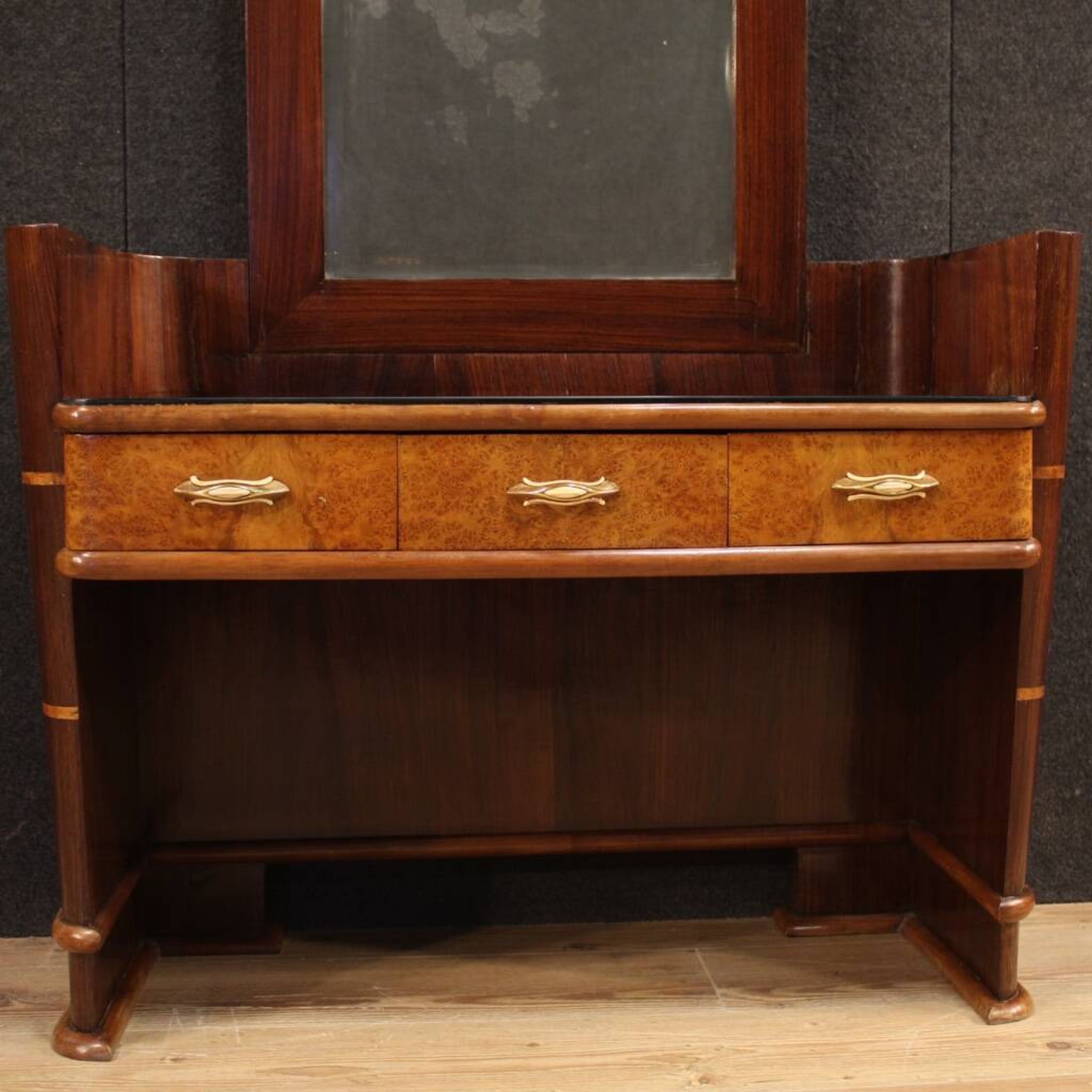 Italian wood design cheval mirror from 70s