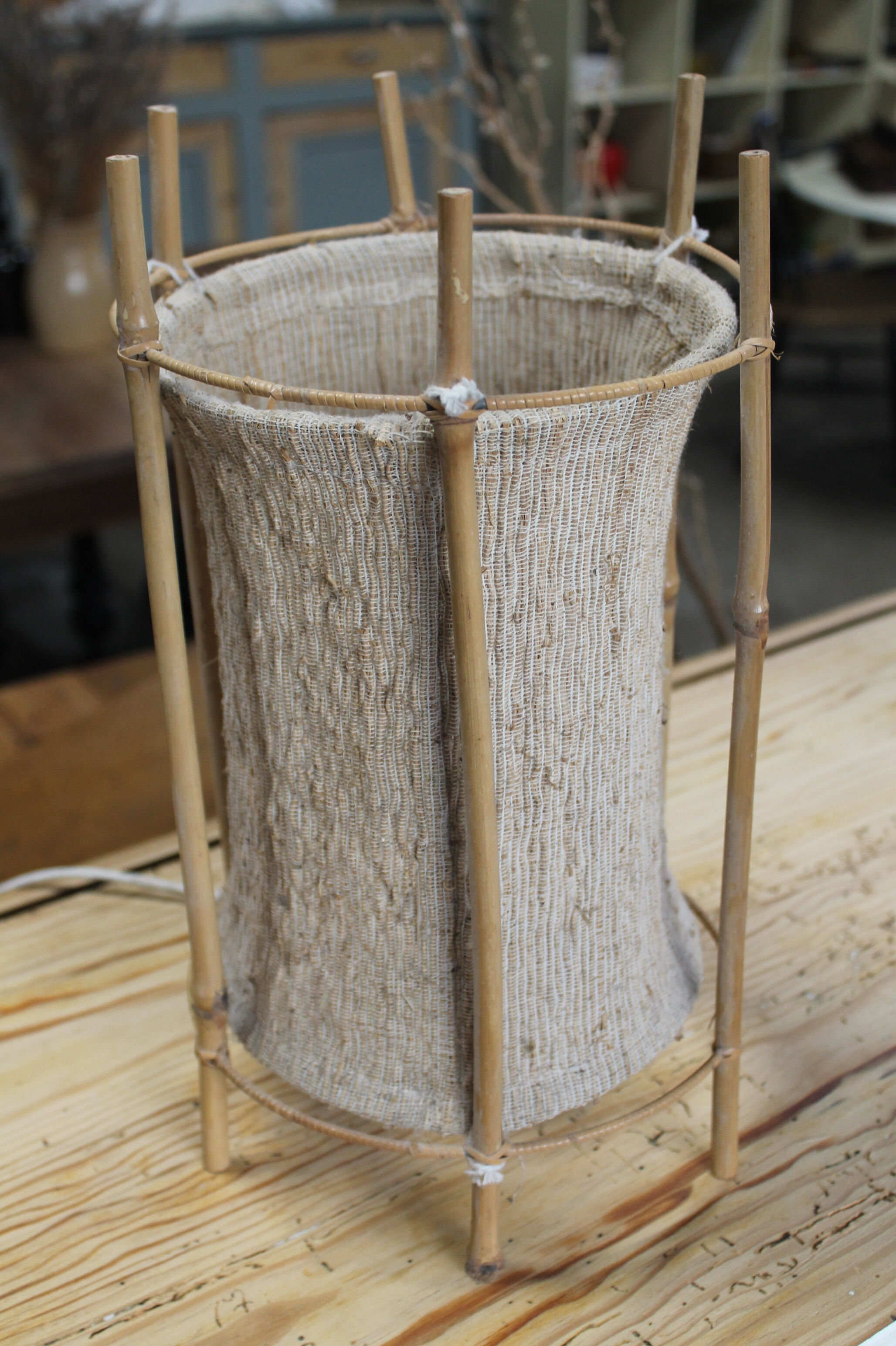 Bamboo and canvas lamp