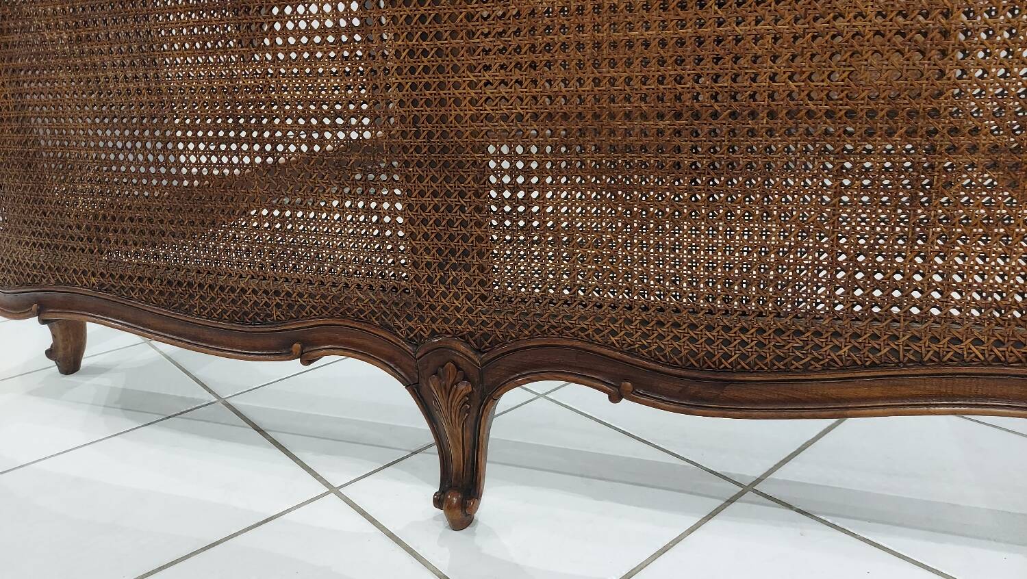 Louis XV style double cane basket bed, mid-20th century