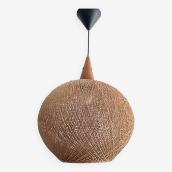 Scandinavian ball pendant light, nylon resin threads, 1970