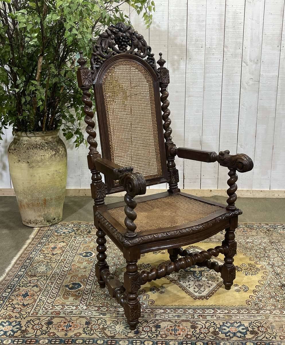 Louis XIII style armchair in oak - early 20th century