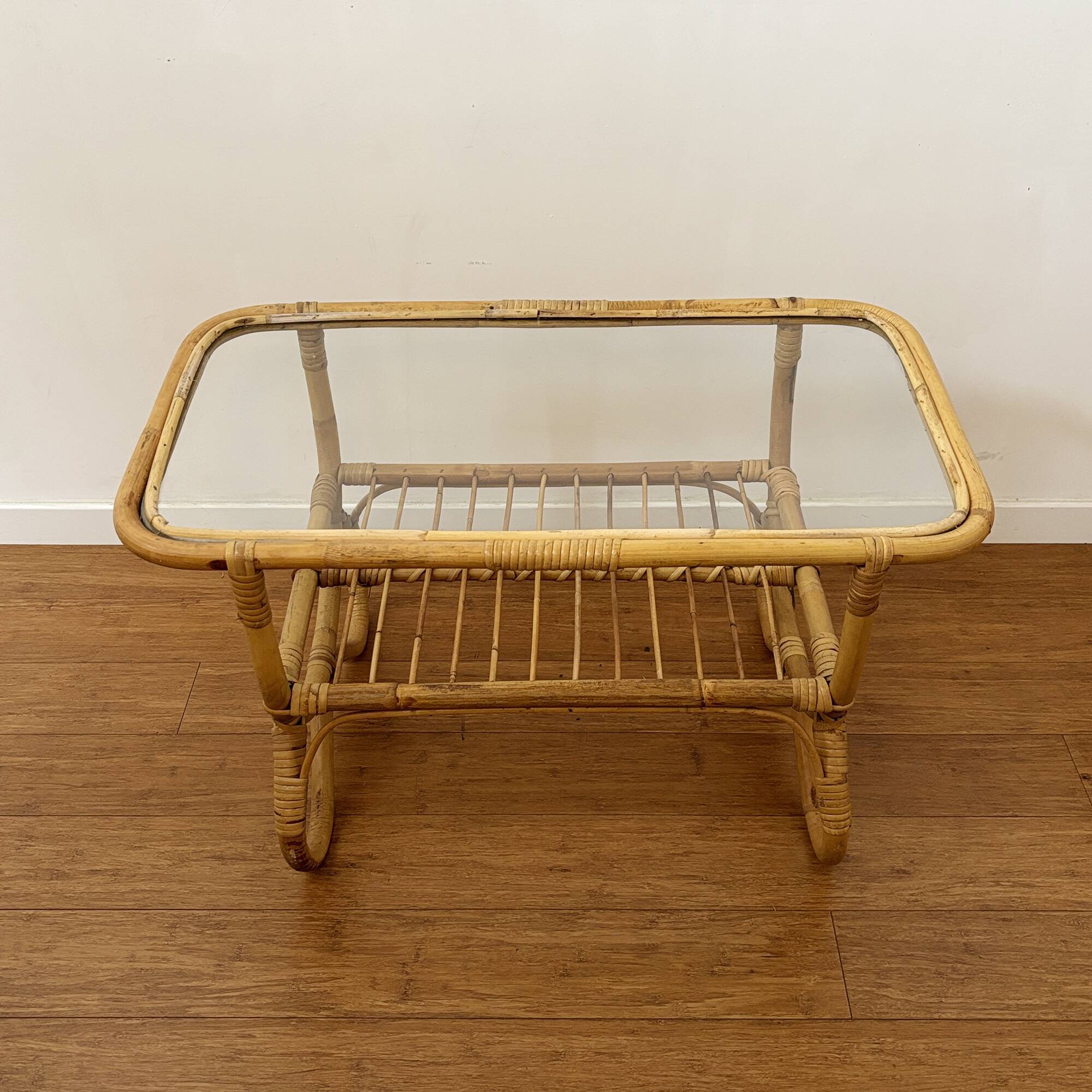Vintage bamboo coffee table from the 1960s.
