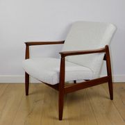 GFM-64 Brown Armchair in White Ivory Bouclé attributed to Edmund Homa, 1970s