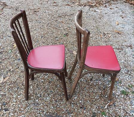 Baumann bistrot chairs wood and red imitation leather