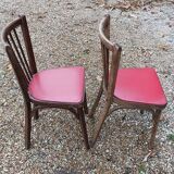 Chaises bistrot baumann bois et simili cuir rouge