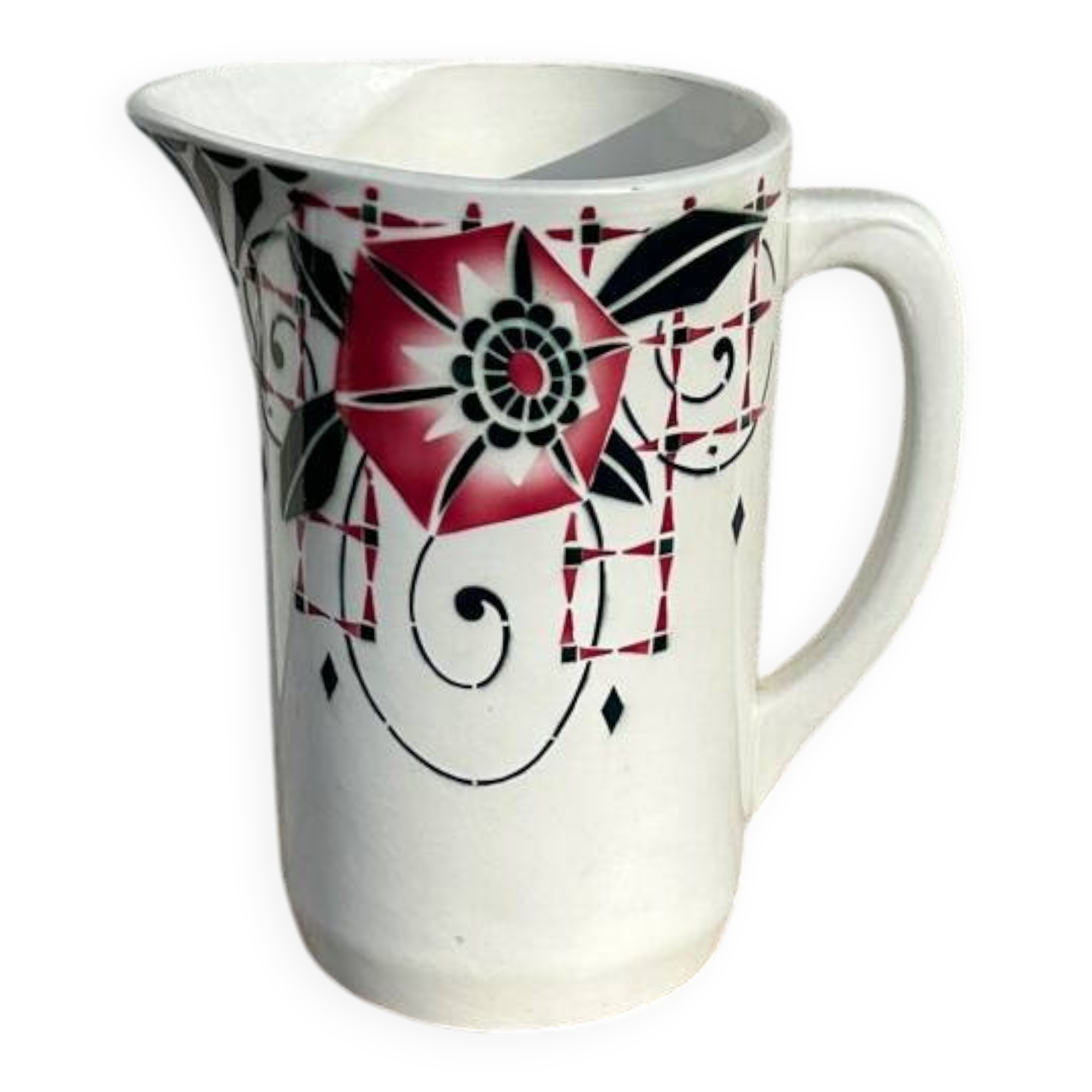 Coloured vintage Art Deco pitcher in St Amand earthenware.