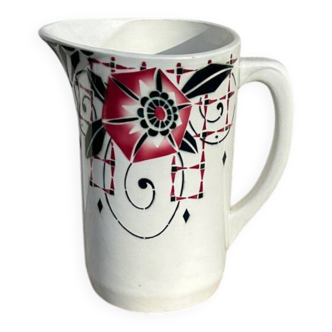 Coloured vintage Art Deco pitcher in St Amand earthenware.