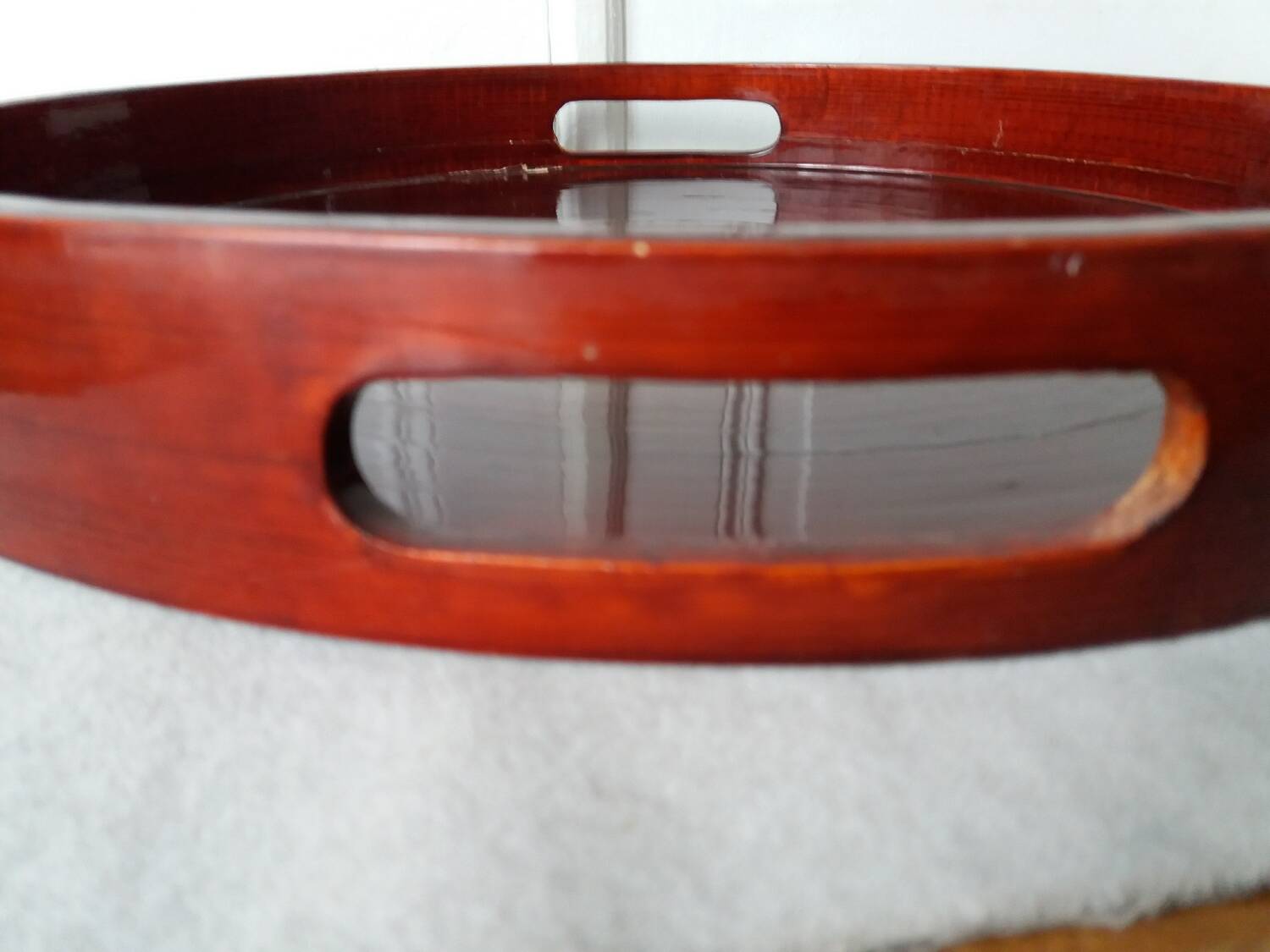 Japanese tray in red lacquered wood