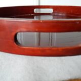 Japanese tray in red lacquered wood