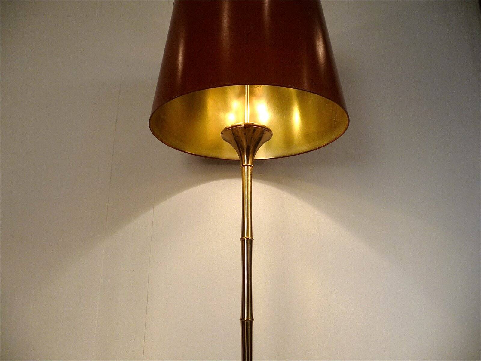 Brass Bamboo brass floor lamp by Ingo Maurer for Design M, Germany 1960s