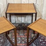 Suite of 3 G-Plan nesting tables in teak from the 70s