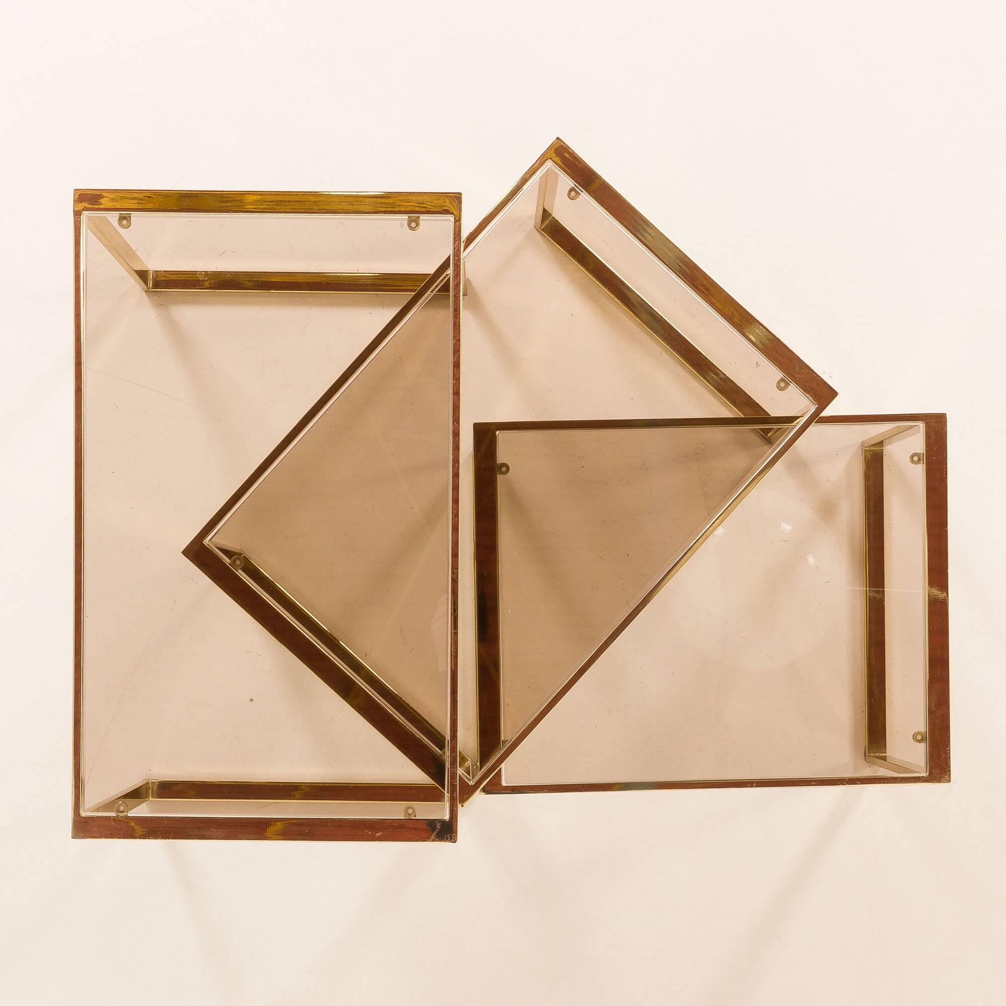 Set of three brass nesting tables in the style of Romeo Rega, Italy, 1970s