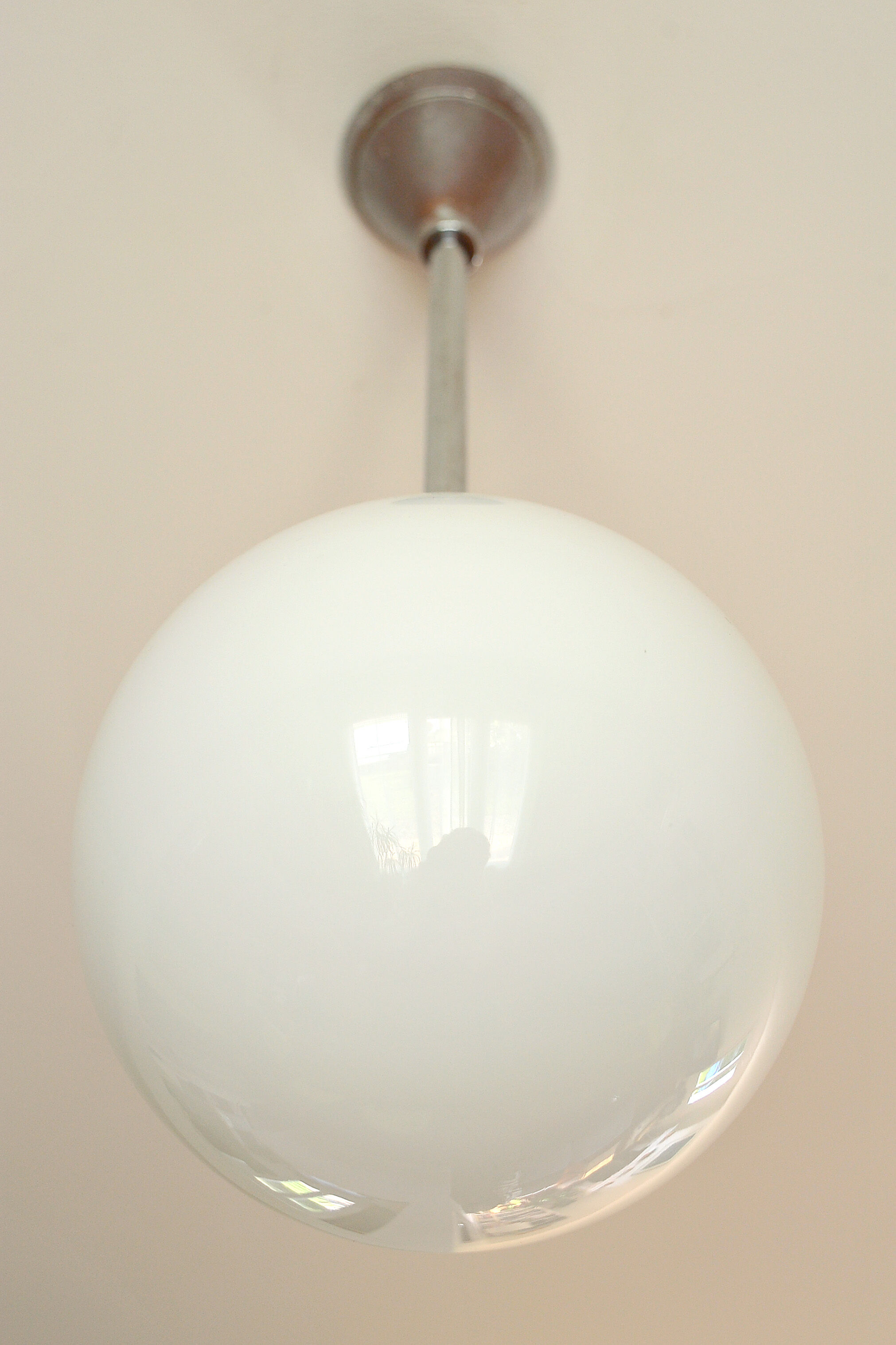 Art Deco globe hanging lamp in opaline,1940