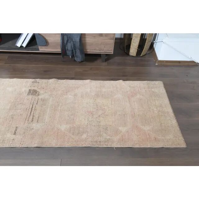 Tapis de couloir Oushak turc en laine et coton fait main, années 1970