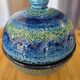 Vintage ceramic bonbonnière in Bitossi Rimini Blue style.