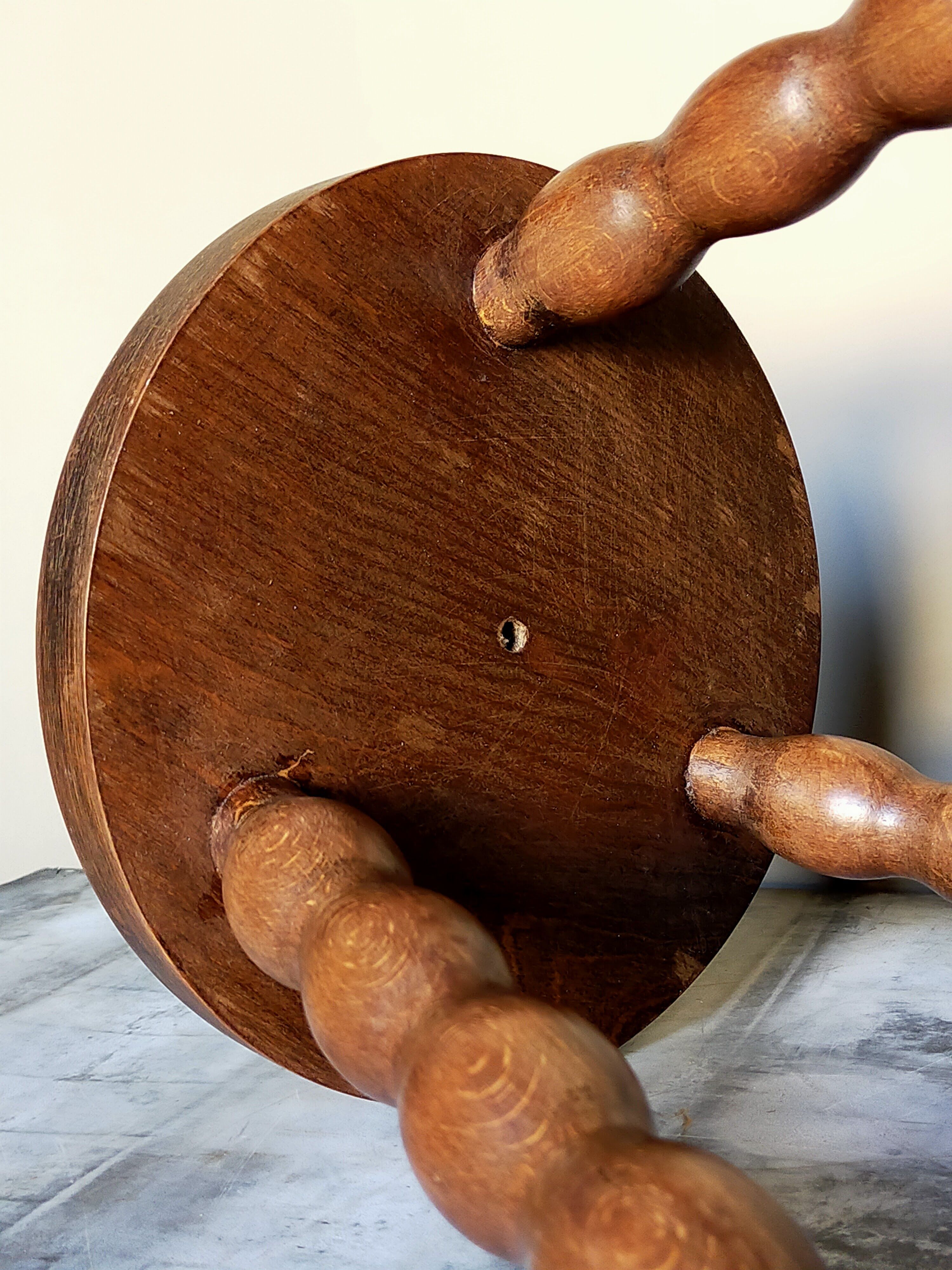 Vintage solid-turned wood tripod tripod