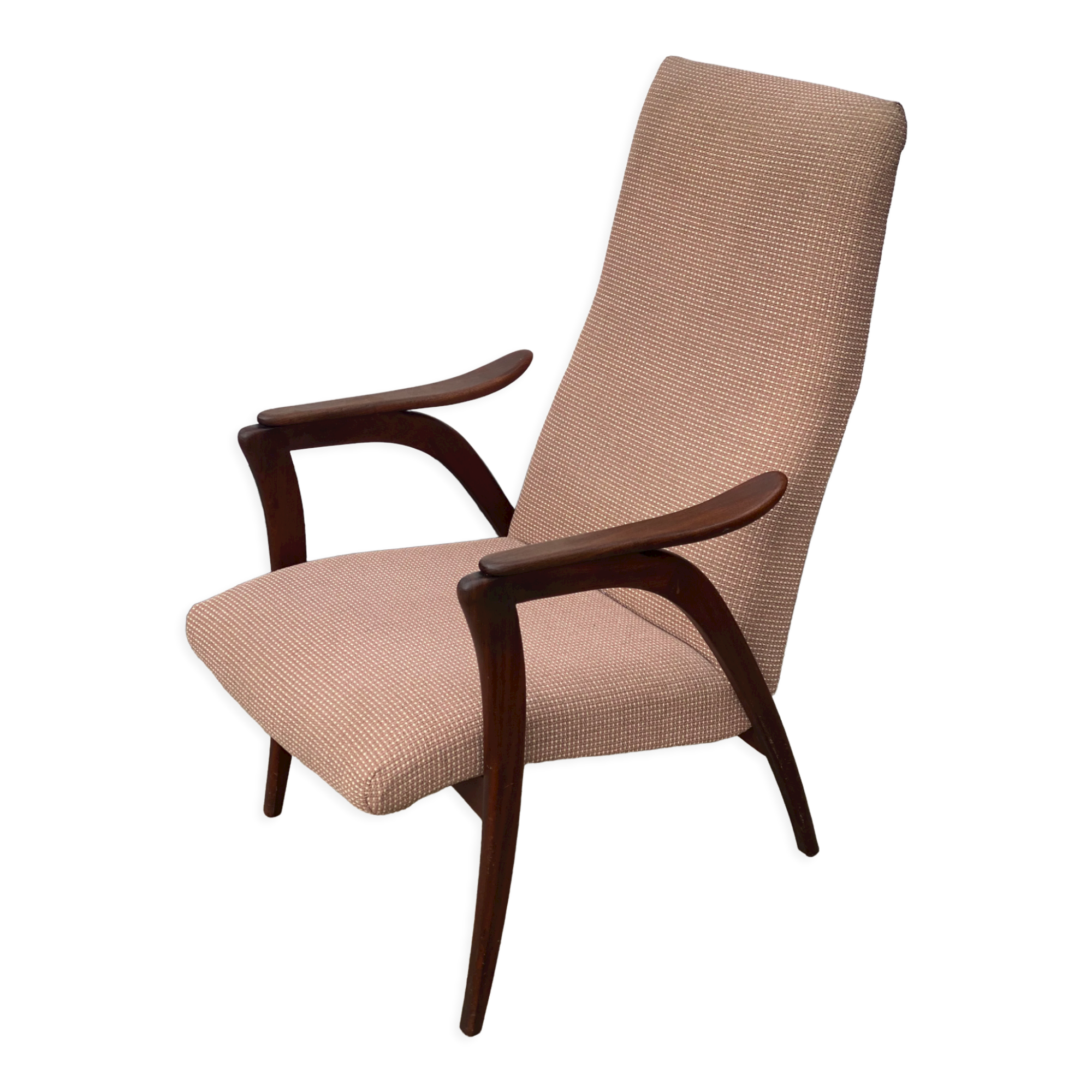 Swedish mid century modern teak high back chair