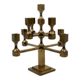 Modern solid brass candelabra, Lars Bergsten, Gusum Sweden 1990
