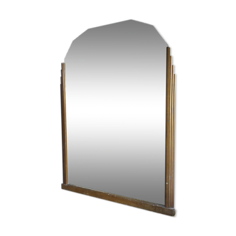 art deco chiseled mirror frames golden wood patinated mercury ice Old vintage 83x118cm