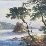 Tableau XIX° siècle "Côte bretonne" Marine signée R. Lambert