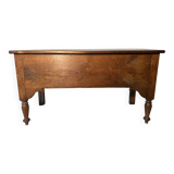 Large antique oak chest with turned legs