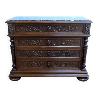 Walnut Commode by P. Guinand-Leglas, Renaissance style – 1920