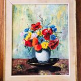 Huile sur toile nature morte au bouquet de fleurs