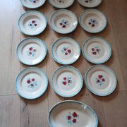 Lot of 12 Moulin des loups plates and dish