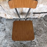 Series of 4 Formica Chairs Wood Legs Metal Chrome Vintage #A243