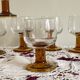 6 medium antique seventies stemmed glasses, amber brown base, wine or water